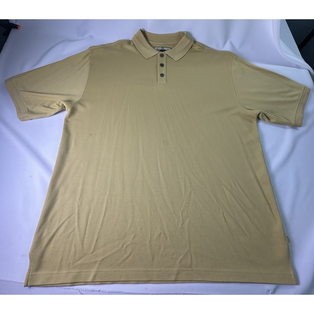 Vintage TOMMY BAHAMA Sz XL Mens Gold Polo Sport Shirt Silk/Cotton Blend Textured
